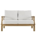 thumbnail image 2 of Modern Contemporary Outdoor Patio Teak Loveseat, White Wood, 2 of 4