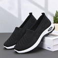 thumbnail image 3 of longantii Women's Slip On Casual Walking Shoes Breathable Knit Non Slip Comfortable Lightweight Sneakers Black, 3 of 7