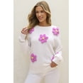 thumbnail image 3 of Women's White Floral Crochet Chunky Knit Sweater, 3 of 12
