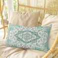 thumbnail image 4 of Turquoise Boho Pillow Covers, Linen Long Throw Pillow Case, Vintage Abstract Art Floral Ethnic Tribe Holiday Pillow Protector Decorative Cushion Cover for Living Room/Bedroom 20" x 26", 4 of 8