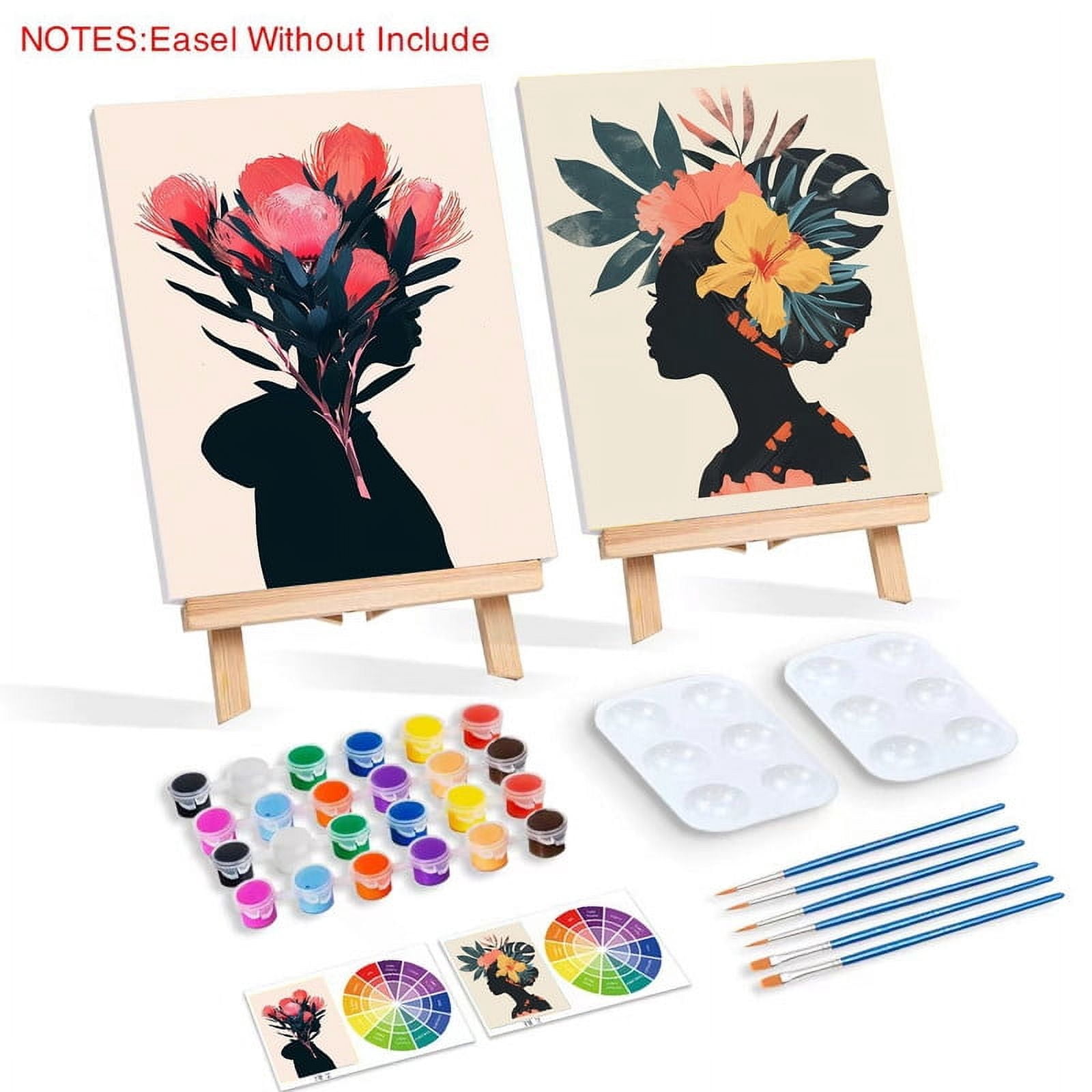 Paint and Sip Kit for Adults with Stand, 8x10 Inch Pre Drawn Stretched Canvas for Painting Your Partner Date Night Valentines Day