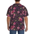thumbnail image 3 of Rateoe Rose Mix Leopard 2 Pattern Men's Short Sleeve Classic Shirt, Casual Short-Sleeved Shirt, Lightweight Summer Shirt, Cuban Collar Shirt,Button-Front Shirt-X-Large, 3 of 5