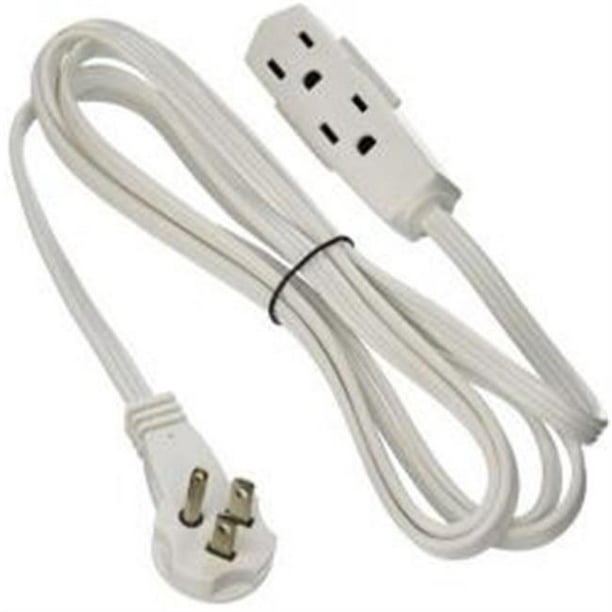 371062 16 by 3 Gauge x 8 ft. Thin Plug Extension Cord, White Walmart