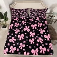 thumbnail image 2 of jejeloiu Kawaii Bow Bowtie Twin Sheet Sets,Pink Cute Flower Floral Bedding For Girls Teens 3-Piece, 2 of 7