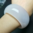 thumbnail image 5 of K-KED 56mm-62mm Beautiful Natural White Wide Jade Agate chalcedony Bangle icy Bracelet-62mm, 5 of 9