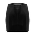 thumbnail image 3 of TiaoBug Women Faux Leather A-line Skirt Wet Look Bodycon Mini Skirts Night Club Going Out Hip-Wrap Skirt Clubwear Black E4XL, 3 of 5