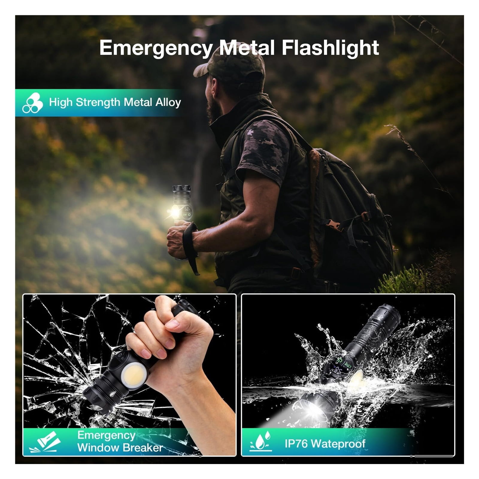 Flashlight High Lumens Rechargeable 2 Packs, 1,000,000 Lumens Super Bright LED Battery Powerful Handheld Flashlights with 7 Modes, COB Side Light, USB C, Zoomable, Waterproof for Emergencies