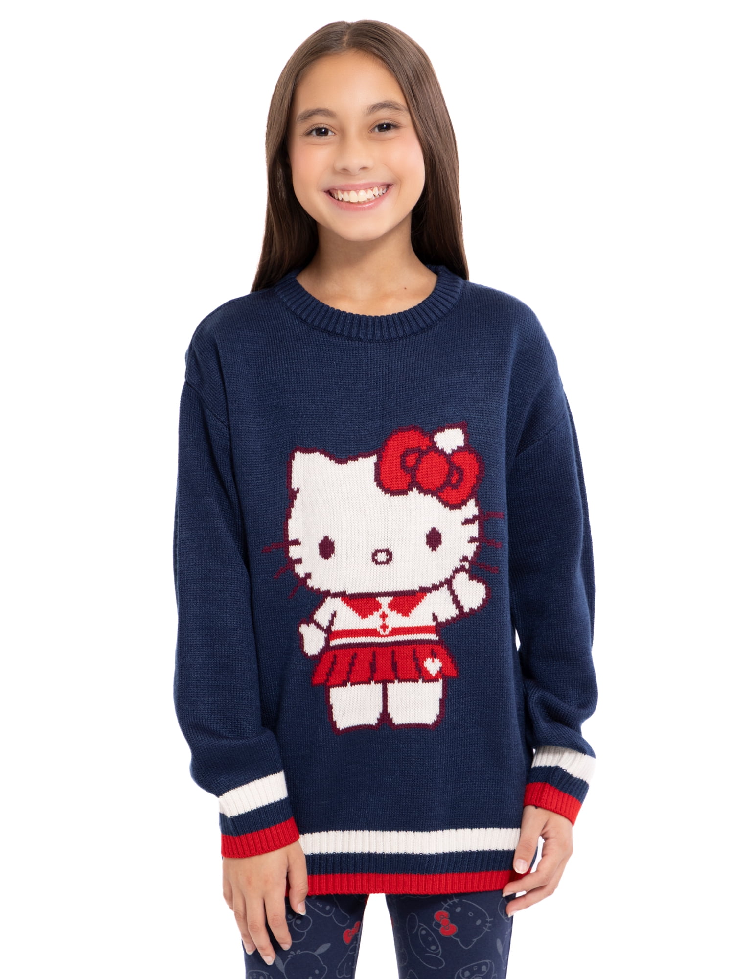 Wonder Nation Hello Kitty Girls Graphic Tunic Sweater with Long Sleeves, Sizes 4-18