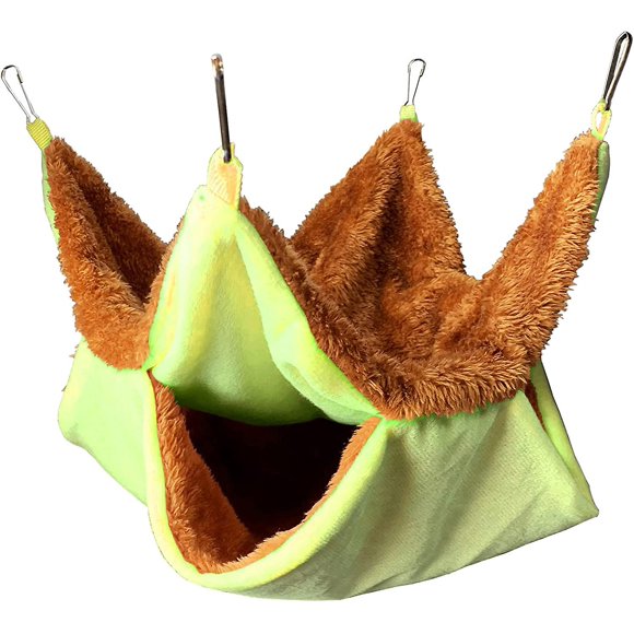 Hanging Warm Pet Bunked Hammock, Small Animal Hammock for Birds Parrot Squirrel Ferret, Hanging Bed Hideout for Rat Sugar Guinea Pig