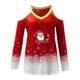 thumbnail image 1 of Blusa informal de manga larga con cuello en V y hombros descubiertos para mujer a la moda navideña Pompotops  gfhjh20317, 1 of 3