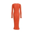 thumbnail image 3 of StSilkitty Womens Maxi Bodycon Dresses Solid Color Long Sleeve Crewneck Long Dress Wedding Guest Elegant Sundresses, 3 of 6