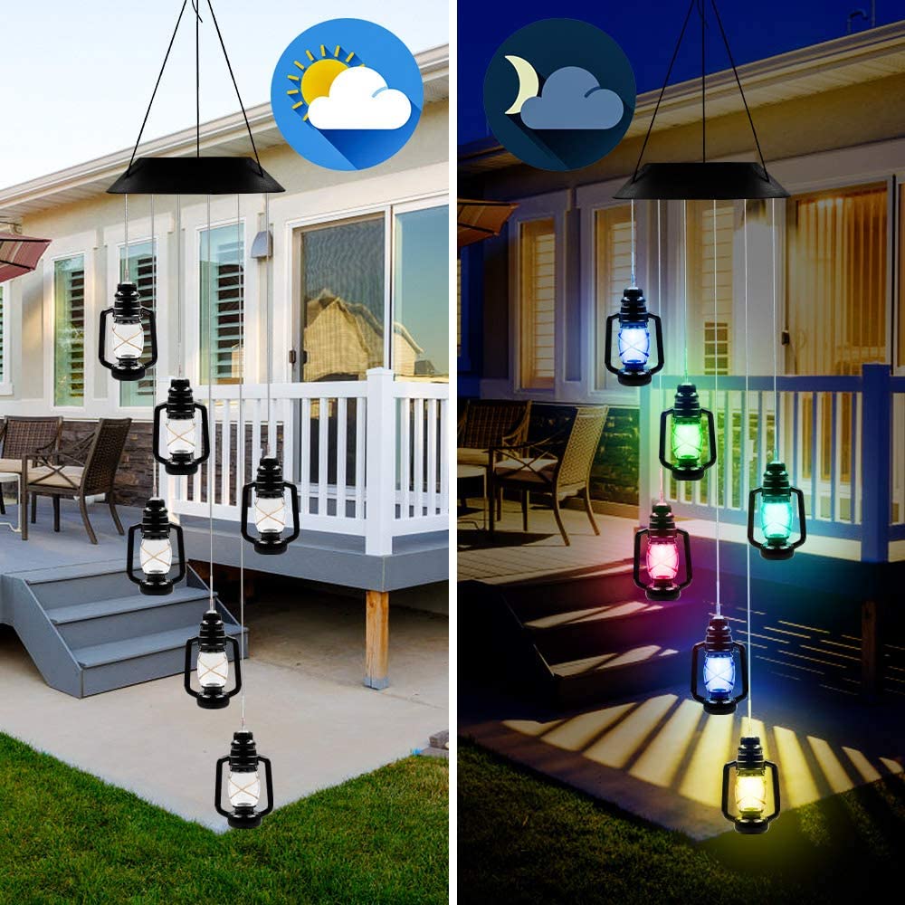 QiShi Solar Lantern Wind Chimes with Color-Changing LED Lights photo 2
