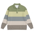thumbnail image 4 of Xdegoge Men's Color Block Long Sleeve Shirt Ribbed Texture Button-Up Top Casual Striped Pullover Soft Classic Summer Lightweight Shirts, 4 of 5