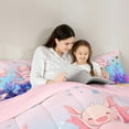 thumbnail image 4 of Feelyou Cute Funny Axolotl Bedding Comforter Set 7pcs for Child, Cartoon Ocean Coral Queen Bedding Sets, Dreamy Fairy Tale Reversible Queen Sheet Sets, Breathable Home Decor, 4 of 8