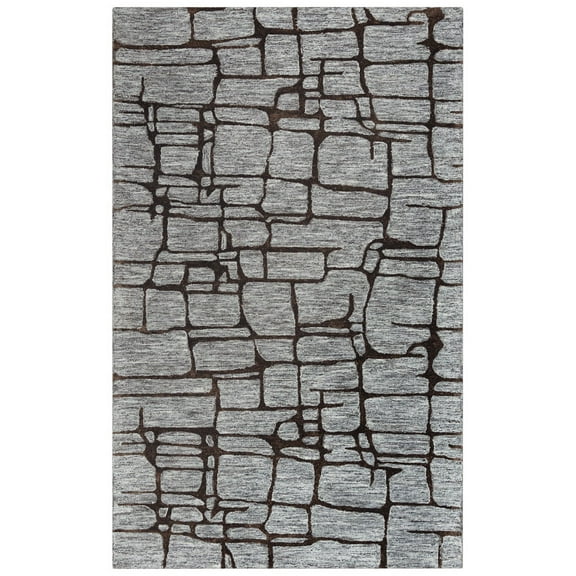 Rizzy Rugs Becker Area Rug BKR104 Charcoal Cubes Blocks 5' x 8' Rectangle