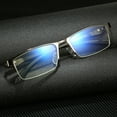 thumbnail image 6 of 3 Pairs Mens Fashion Blue Light Blocking Half Rimless Reading Glasses 4.0, Metal Spring Hinge Business Rectangle Readers +4.00, 6 of 6