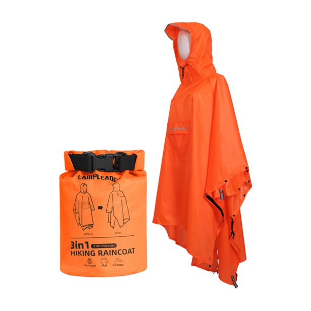 Chubasquero ligero con capucha para adultos 3 en 1 con cordón ajustable Naranja
