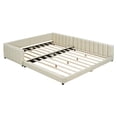 thumbnail image 5 of MODERNLUXE Queen Size Upholstered Grounded Platform Bed with Twin XL Bed,Extra Large Floor Bed Frame for Family,Beige, 5 of 7