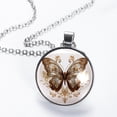 thumbnail image 2 of Butterfly Glass Circular Pendant Necklace - Stylish Jewelry Statement Piece, 2 of 5