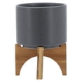thumbnail image 3 of 5" PLANTER W/ WOOD STAND, MATTE GRAY, 3 of 4