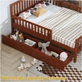 thumbnail image 4 of JERFIT-Twin Wood Platform Bed with Both-Side Guardrails, 2 Spacious Storage Drawers, Walnut, 4 of 9