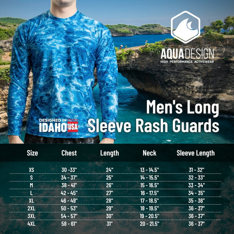 Aqua Design Rash Guard Men: UPF 50 Long Sleeve Rashguard Swim Shirts for  Men 