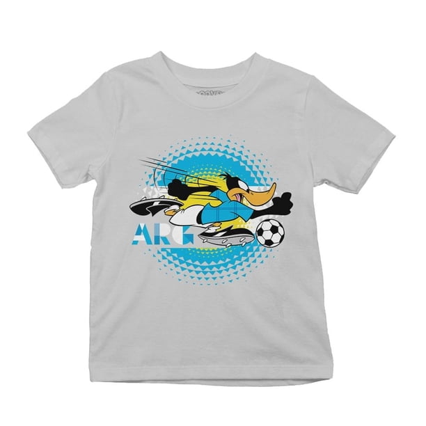 Playera Fan Army Looney Tunes Talla 6 Pato Lucas Mundial Argentina Manga Corta Gris