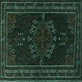 thumbnail image 1 of Ahgly Company Machine Washable Indoor Square Persian Turquoise Blue Traditional Area Rugs, 4' Square, 1 of 4