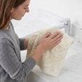 thumbnail image 4 of REGALWOVEN Decorative Embossed Leaf Hand Towels, Pure Cotton, Ultra Soft & Absorbent 28 x 16 Inch Bathroom Towel Set for Spa, Gym, Guest Room Beige 1pk, 4 of 7