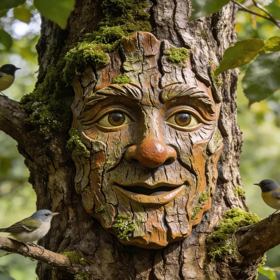 XIBUFE Whimsical Tree Face Outdoor Statues Garden Decoration, Old Man Resin Statue Outdoor Tree Hugger for Yard Art, Trees Decorations Outdoor Wallmounted Statue