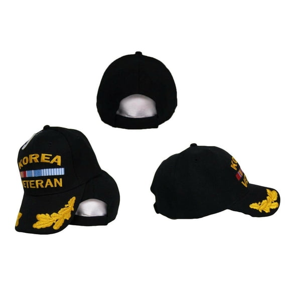 Korea Korean War Veteran Feathers Egg Style Embroidered Black Cap Hat (Licensed)