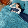 thumbnail image 4 of Feelyou Boho Bowknot Damask Comforter Set 7pcs, Retro Turquoise Flower Queen Bedding Sets, 4 of 8