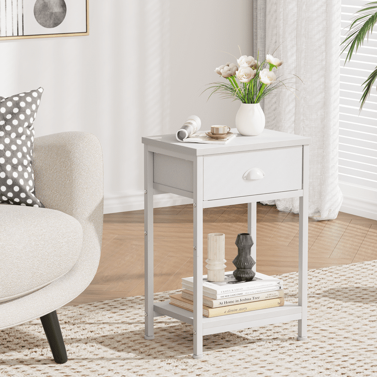 ◇SACWORKS/NIGHT TABLE SIDE TABLE Gzxs 2-Tier Silver Chrome Side Table, Modern Glass End Table