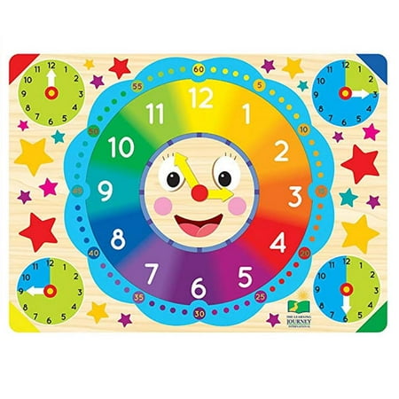 2-Pack Set Lift & Learn Puzzles Featuring A Clock And USA Map