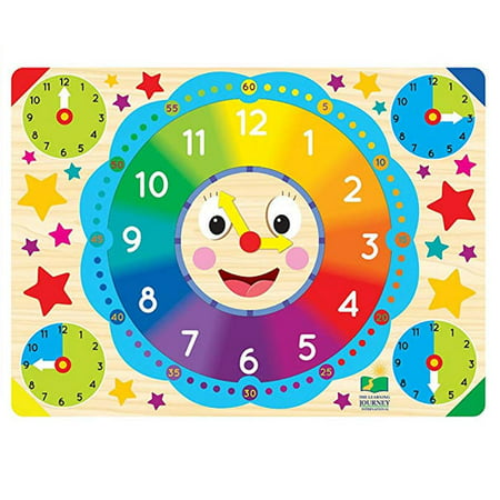 2-Pack Set Lift & Learn Puzzles Featuring A Clock And USA
