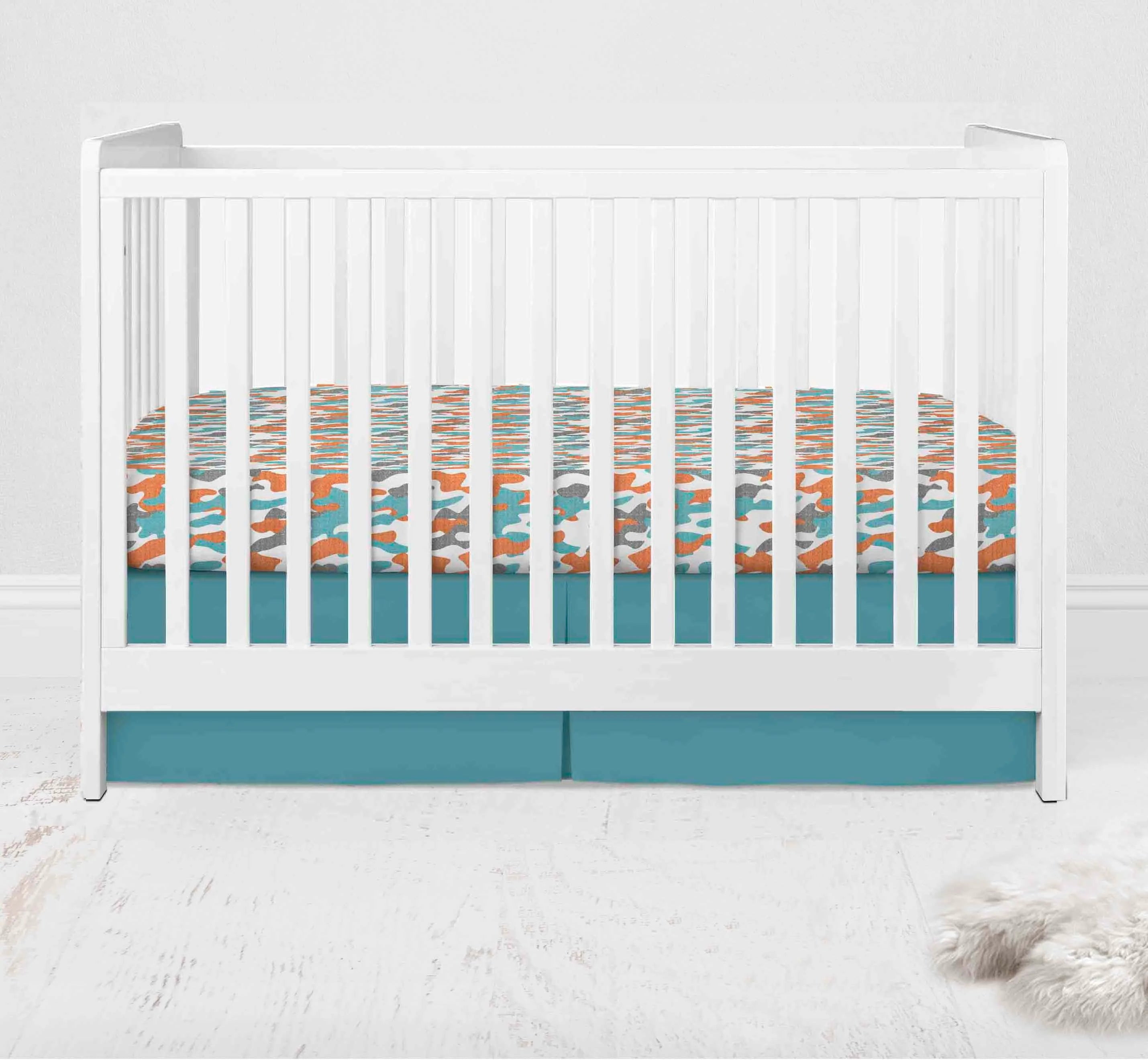 Bacati - Jungle Safari 4-Piece Muslin Crib Bedding Set with 2 Crib Sheets - Aqua Orange Gray Boys