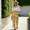 thumbnail image 5 of Psesaysky Women's Wide Leg Pants Hippie Floral Print Summer Capri Palazzo Loose Casual Flowy Sweatpants Baggy Slacks with Pockets, Size S, 5 of 7