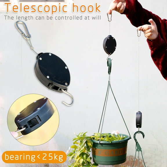Vikakiooze 2023 Home Storage and Organization Retractable Pulley Hanging Basket Pull Down Hanger Garden Plant Pots Hook 1PC