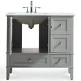 thumbnail image 4 of Simpli Chelsea 36" Quartz Faux Marble Top Vanity Left Offset in Smoke Gray, 4 of 9