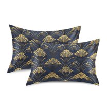 Yayeee Pillowcase King Size Set of 2 Satin Wrinkle Resistant Envelope Pillow Case, Gold Art Pattern