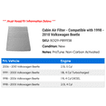 thumbnail image 2 of Cabin Air Filter - Compatible with 1998 - 2010 Volkswagen Beetle 1999 2000 2001 2002 2003 2004 2005 2006 2007 2008 2009, 2 of 2