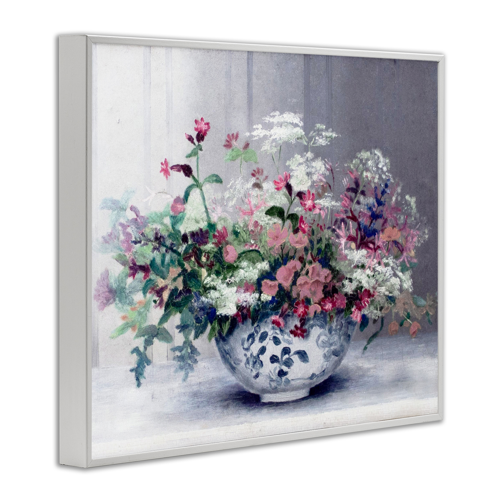 Painterly Elegant Blooms Vase White Framed Giclee Art, design by Lettered and Lined