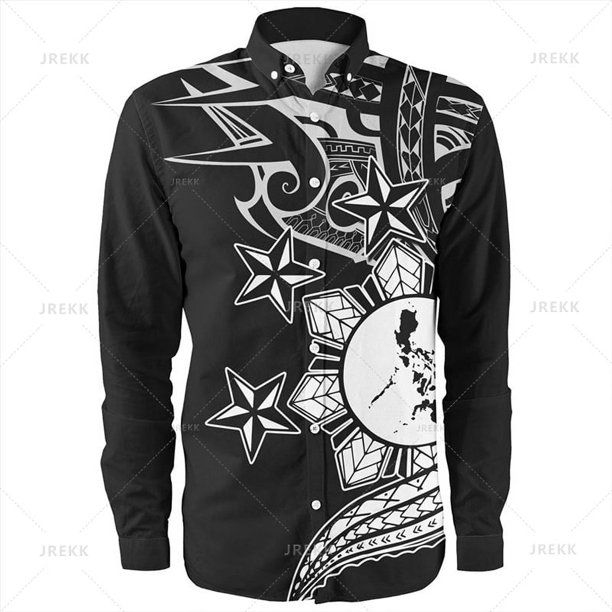 Camisas de manga larga con estampado 3D de Filipinas de tamaño pequeño para hombres, camisas con estampados tribales de Filipinas, blusas, camisas para mujeres