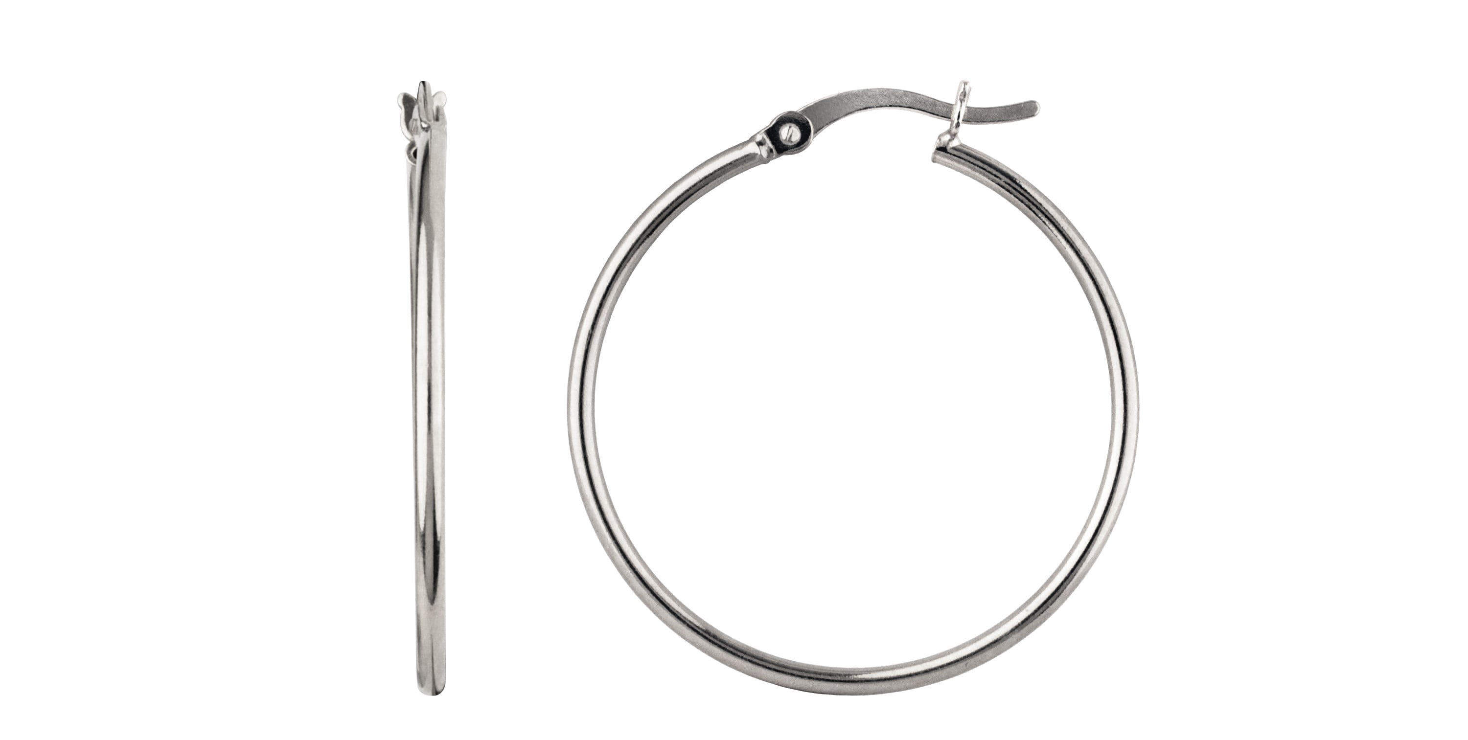 Brilliance Fine Jewelry Women's Sterling Silver and 14KT Rose Gold Plated Hoop Earrings 30MM
