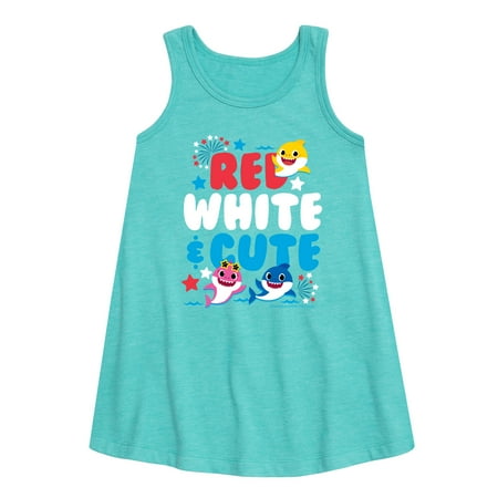 Baby Shark – Red White and Cute – Girl s Aline Dress Baby Shark – Red White and Cute – Girl s Aline Dress