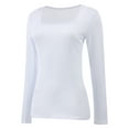 thumbnail image 2 of Womens Long Sleeve Square Neck Shirts Basic Slim Fit Tee Tops, 2 of 5