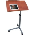 thumbnail image 5 of FCH 25.2 Inch Rolling Adjustable Multifunctional Lifting Computer Desk, Tilting Desktop, Sit Stand Laptop Desk TV Tray for Bed Sofa Hospital Reading Eating, Brown, 5 of 9