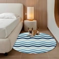 thumbnail image 3 of Blue Green Water Ripple Round Living Room Rugs 4 ft, Stripes Washable Area Rug with Non-Slip Sturdy Edge Binding Round Carpet for Entryway Kitchen Bedroom Bathroom, 3 of 9