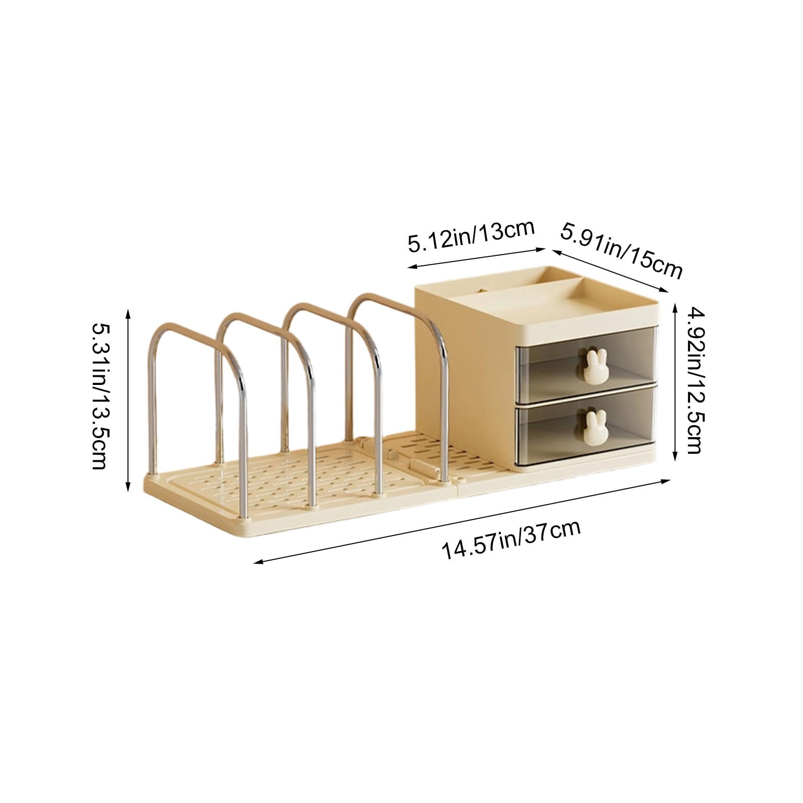 Desk Organizers, Office Organization with Accessories and Vertical File Holder, Desktop Book Shelf, for Office Supplies, Desk Accessories, for Study Room, Dorm (Beige)