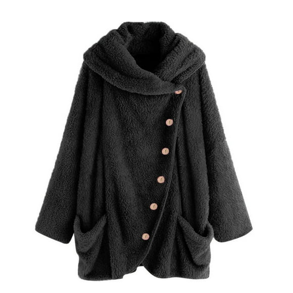 Women Casual Solid Turtleneck Big Pockets Cloak Coats Vintage Oversize Coats